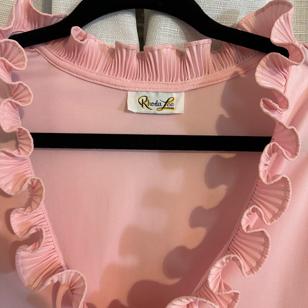 Pink Ruffle Neck Top - Picture 3 of 4